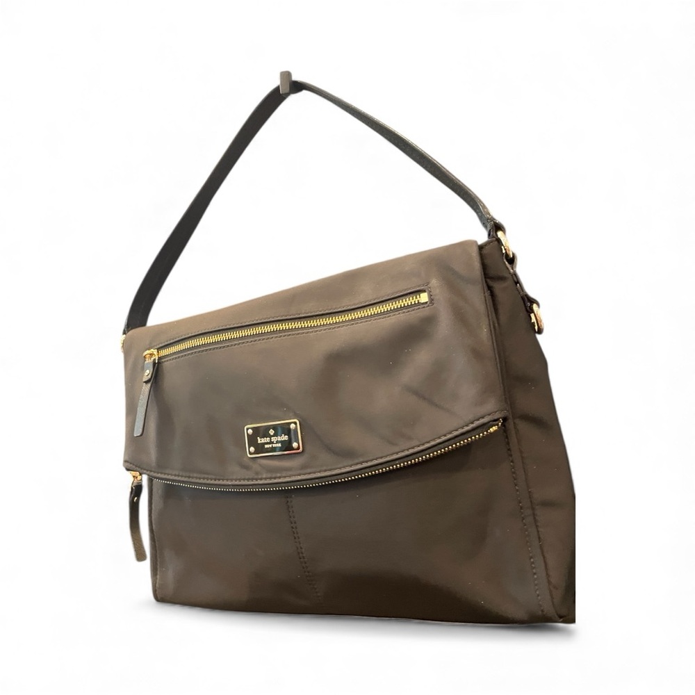 Kate Spade New York Avenue‎ Carmen Black Nylon Fold-Over Bag Shoulder Strap